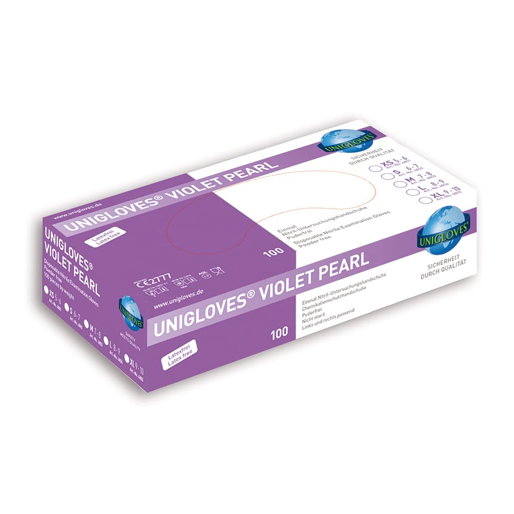 1000 guanti in nitrile Violet Pearl, taglia L – non sterile – senza polvere – senza lattice.