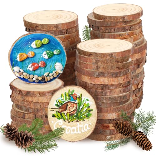 60 Stück Holzscheiben, 5-6cm Durchmesser 5mm Dicke Baumscheiben,...