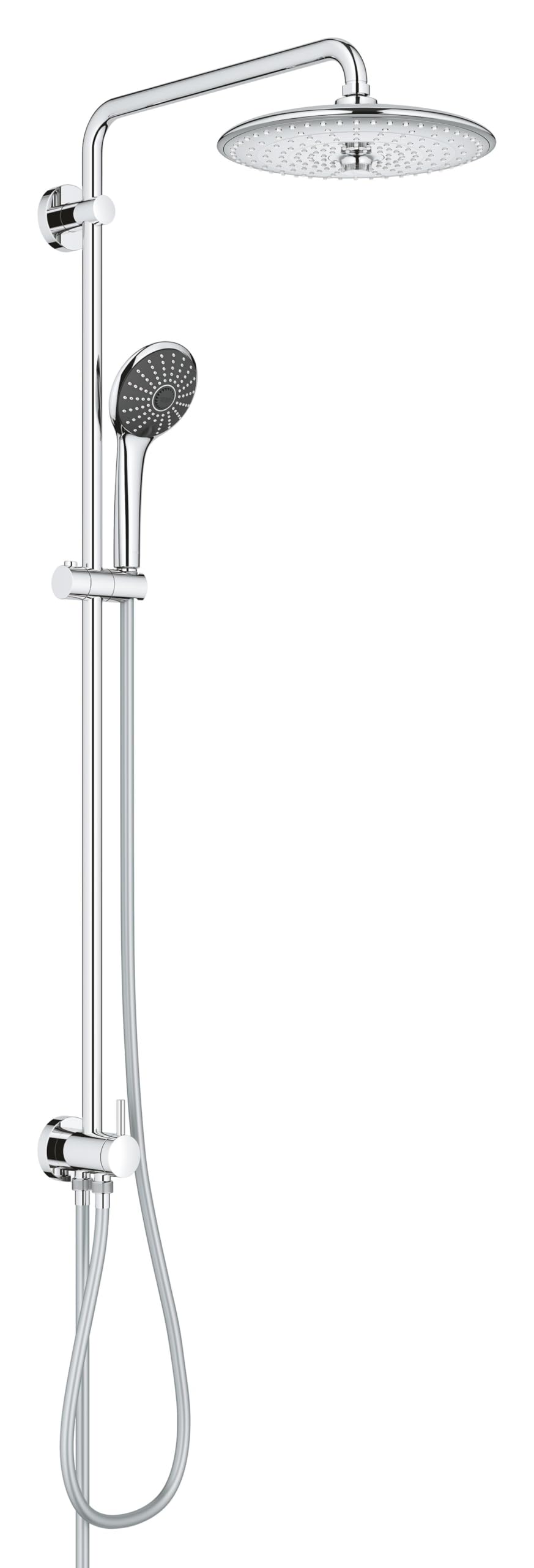 GROHE Vitalio Joy System 260 Yön Değiştiricili Duş Sistemi | Duvar Dışı Bağlantı | 3 Akışlı Tepe Duşu / 3 Akışlı El Duşu / 1750mm & 800mm Duş Hortumu | Su Tasarruflu | Duş Başlığı | Krom | 27357002