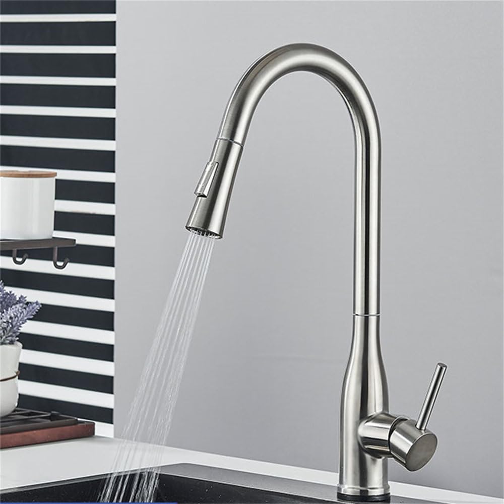 Robinet de cuisine extractible en nickel brossé durable