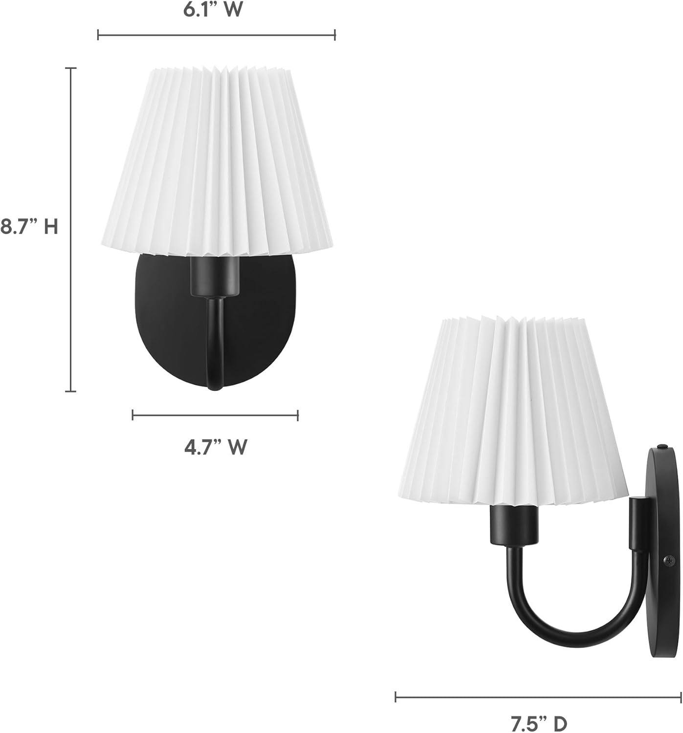 Modway Wave Modern 1-Light Wall Sconce in Black
