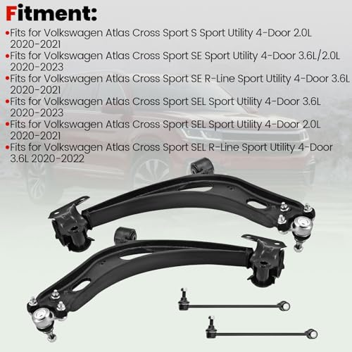3QF407151E + 3QF407152E Front Lower Left+Right Control Arms Ball Joint Kit w/Sway Bar Links Compatible with VW Volkswagen Atlas 2018-2023 Atlas Cross Sport 2020-2023 3.6L 2.0L by Looklardy - Image 4