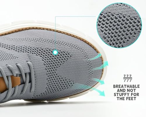 Kundork Men's Casual Dress Shoes Comfort Walking Shoes Mesh Knit Lightweight Breathable Sneakers4