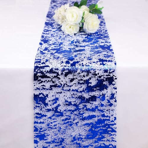 Clothfuna Camino de mesa azul brillante, rollo de camino de mesa de malla fina brillante para mesa de comedor, boda, fiesta, cumpleaños, bricolaje, decoración del hogar, 28 cm x 275 cm