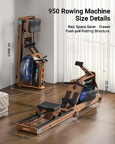 Merach Foldable Wooden Rowing Machine, Water Electromagnetic Rower Machine For Home Use thumb #7