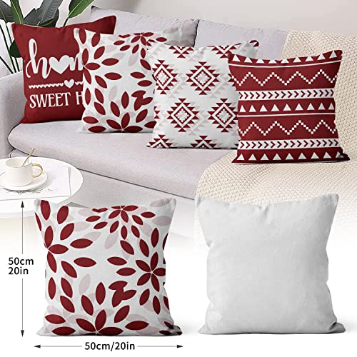 Housses de coussin en lin de qualité supérieure décoratives et géométriques, 50x50 cm - 6