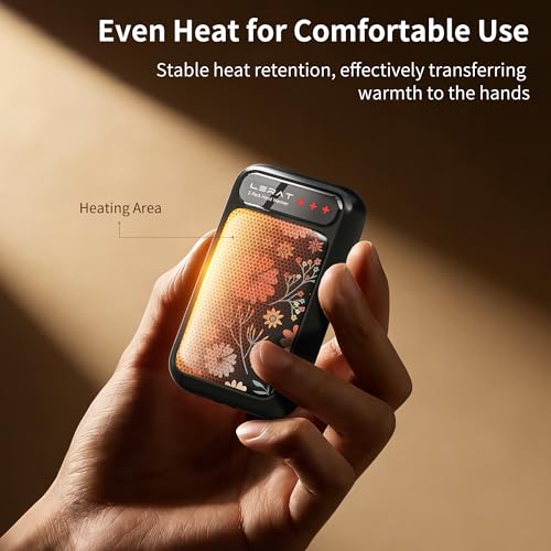 Lerat Hand Warmers Rechargeable, Fast Heating Hand Warmer with 3 Heat Settings, Portable Hand Warmer Reusable Gifts for Women Black Tenacious Glow - image 5