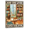 Vintage garden signs reading poster for home living room wall art decor aesthetic and she lived happily ever after cottagecore tin sign 8x12 inches  urban country home decor