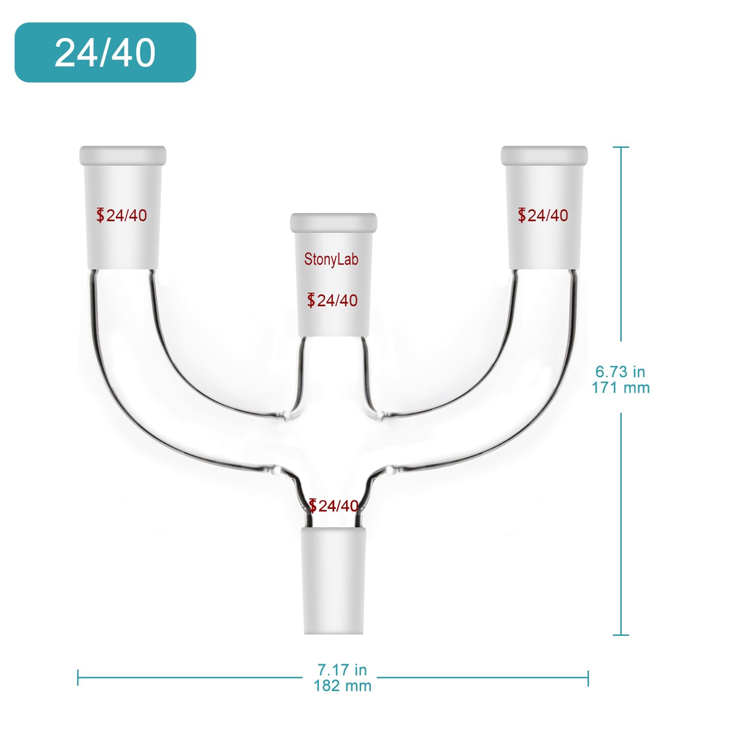 stonylab Adaptateur de Distillation Claisen à 4 Voies avec Joints 24/40 et Adaptateur de Raccordement pour Alimentation de Laboratoire
