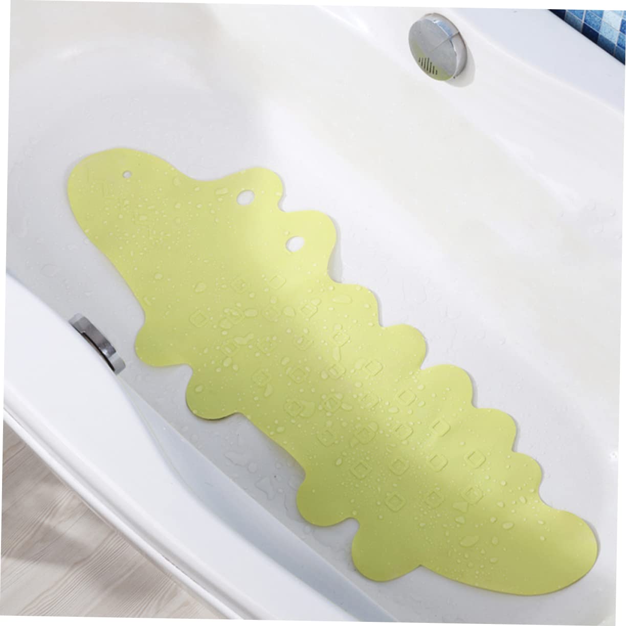 Hohopeti Tappetino Antiscivolo da Doccia e Bagno Animale Coccodrillo Verde Ventose Potenti Massaggiante Morbido PVC per Casa Hotel Spa