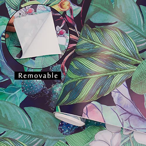 Cokcokr Tropical Wallpaper Peel And Stick Leaf Flower Contact Paper Decorative Self Adhesive Floral Wallpaper For Bedroom Walls Shelf Drawer Liner Nightstand 17.7In X 118In #TOP5