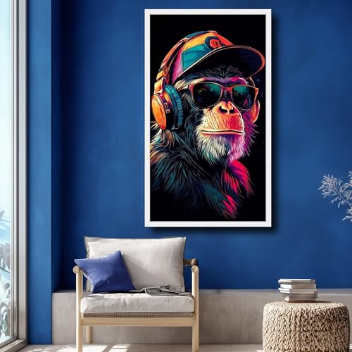 Portrait de singe stylé sur toile de qualité supérieure pop art néon