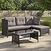 Home Collective Gartenmöbel Set Lounge Möbel Outdoor Sofa Gartenlounge Polyrattan | Mit Couchtisch & gemütlichen Polstern | Für Terrasse, Balkon oder Garten | 180x120x63,5 cm (BxTxH) | Hellgrau