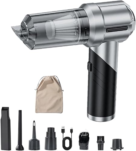 Aspiradora plegable de mano para automóvil, 4 en 1, 18000 PA, mini aspiradora portátil inalámbrica, soplador de aire, plumero de aire de alta