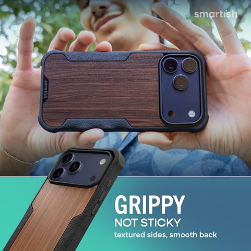 Image of Smartish iPhone 17 Pro Max MagSafe Case - Gripzilla Protective Magnetic Case for Men [Rugged + Tough] Military Grade Heavy Duty Grip Armor - Drop Tested for iPhone 17 Pro Max - Walnut Woods