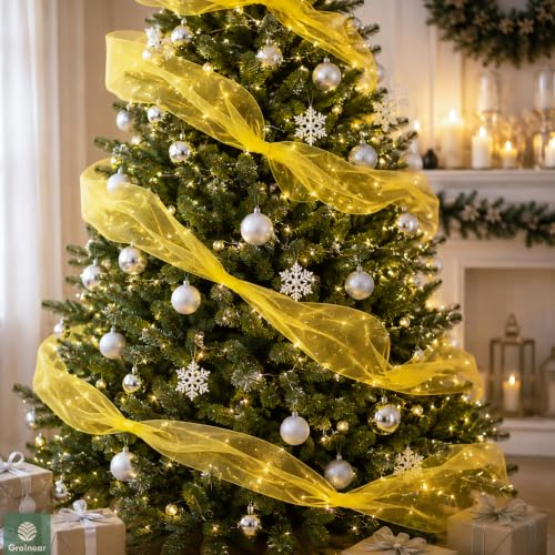 Image of Empire Yellow Tulle Fabric Roll 6 Inch x 100 Yards Tulle Ribbon