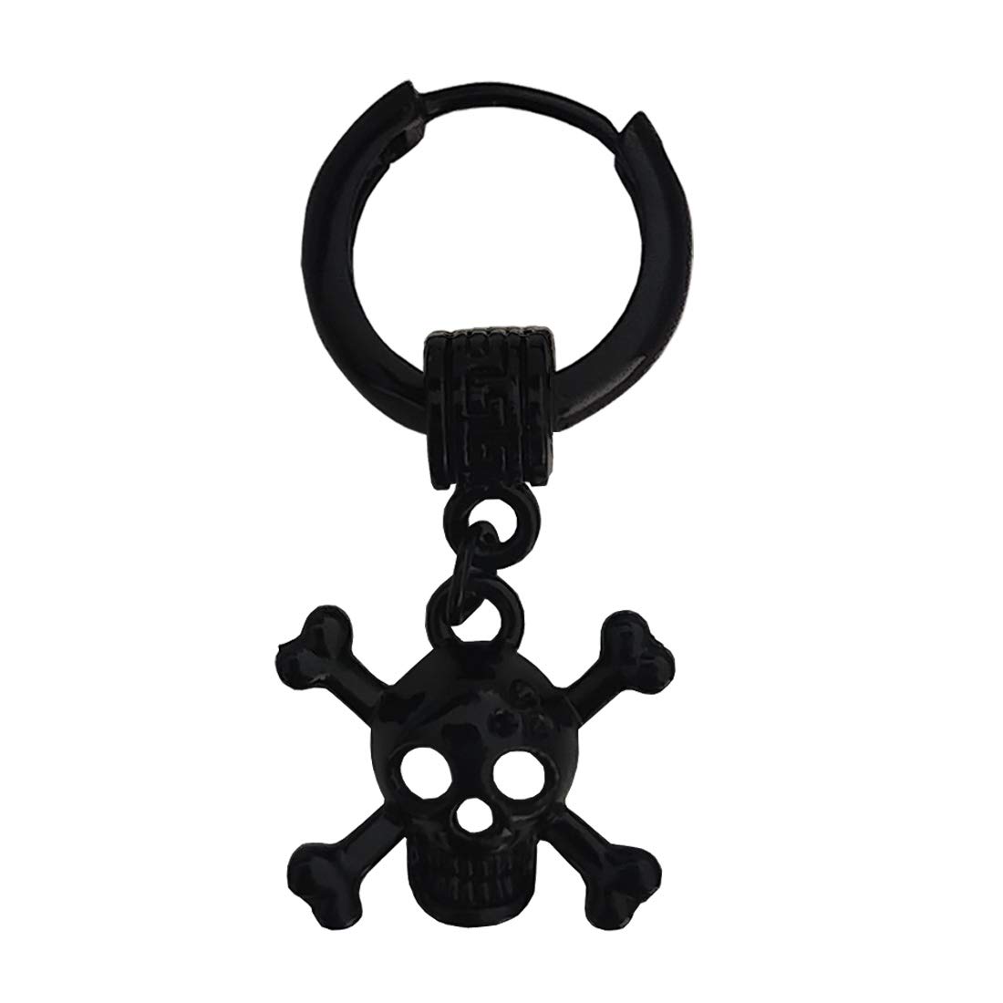 Punk Fashion Skull Charm Drop Huggie Single Earring Black Stainless Steel Hoop Earring For Men And Women-image-29