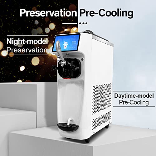 GSE Eismaschine Gastronomie 18L/Std. vorkühlend 1300W Speiseeisbereiter 6L Edelstahl Behälter Softeismaschine selbstkühlend Eiscreme Maschine Eisbereiter mit Kompressor für zuhause Eisdiele Eiscafé – Bild 3