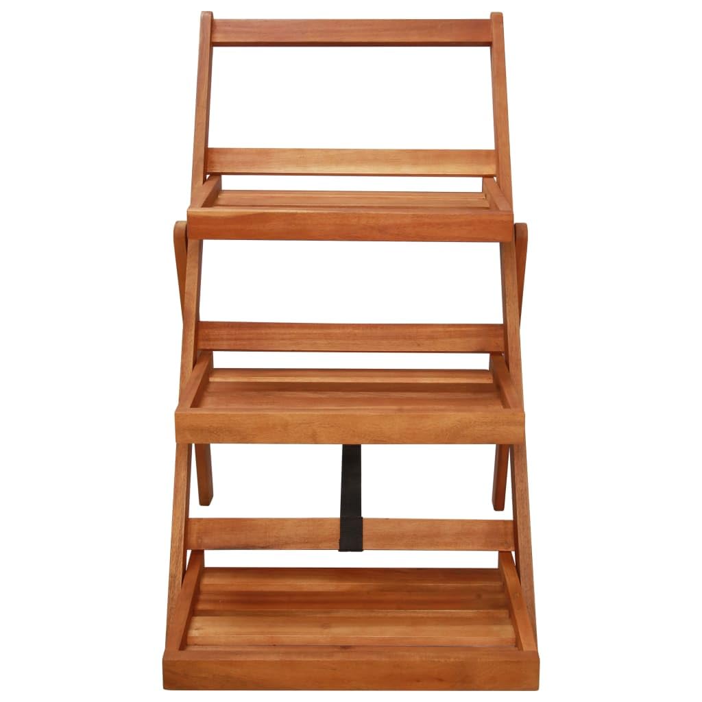 Pflanzenständer Holz 3 Stufen - Blumenständer Klappbar aus Akazie Massivholz, Pflanzentreppe für Wohnzimmer und Balkon, Robustes Blumenregal Braun, 50 x 63 x 80 cm