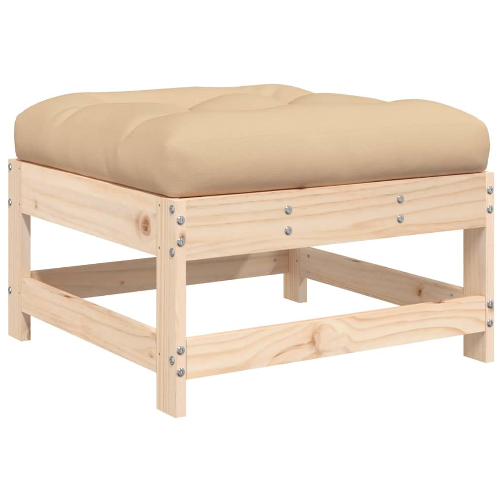 Homgoday Poggiapiedi da Giardino con Cuscino in Legno Massello di Pino, Arredo, Cassapanche e Bauli per Esterni, Porta Attrezzi da Giardino, Pouf da Esterno, Cassapanca da Esterno