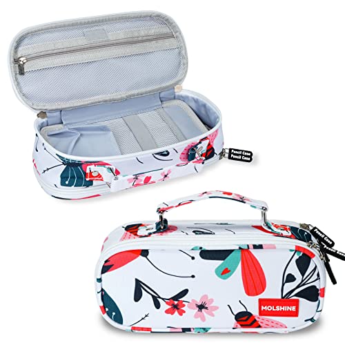 molshine Trousse à Crayons Grande capacité,Porte-Stylo imprimé pressé Multi-emplacements avec Double Fermeture éclair pour école,Bureau,collège,étudiant,Adolescent,Femme (Papillon) Cover