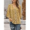 Ecrocoo Summer Tops for Women Ladies Juniors Teen Girls Fashion Casual Stylish V Neck Bell Sleeve Boho Flower Pattern Button Down Tops Loose Fitting Flowy Flutter Blouses Shirts for Vacation,Yellow L