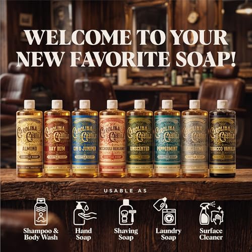 Image of Carolina Castile Soap Patchouli Bergamot Scented Castile Soap - Certified Organic, High Olive Oil Content, Non-Drying, Made with Organic Oils, Concentrated Natural Soap for Men and Women