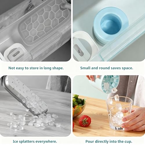 Molde silicona para cubos de hielo cilíndrico 2 piezas miniatura 5