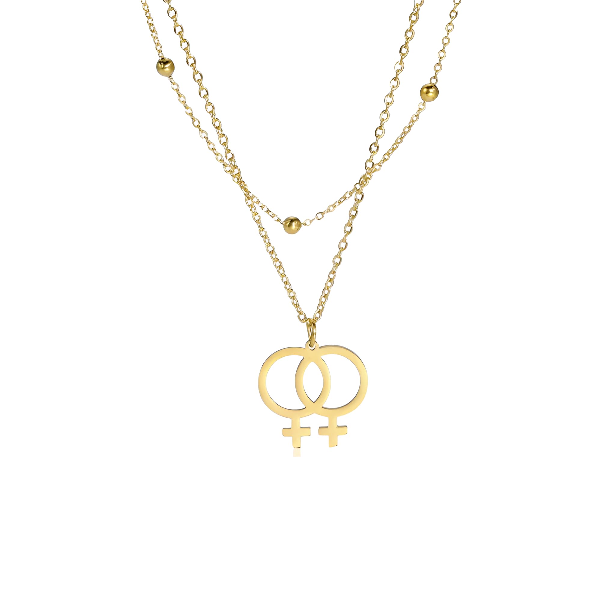Feng Shui, Collar de Plata de Ley 925, Símbolo Gay Lésbico, Collares con Colgantes, Collar Bisexual, Collar Transgénero, Collar de Ella y Su Lesbiana, Collar Doble Venus, Collar