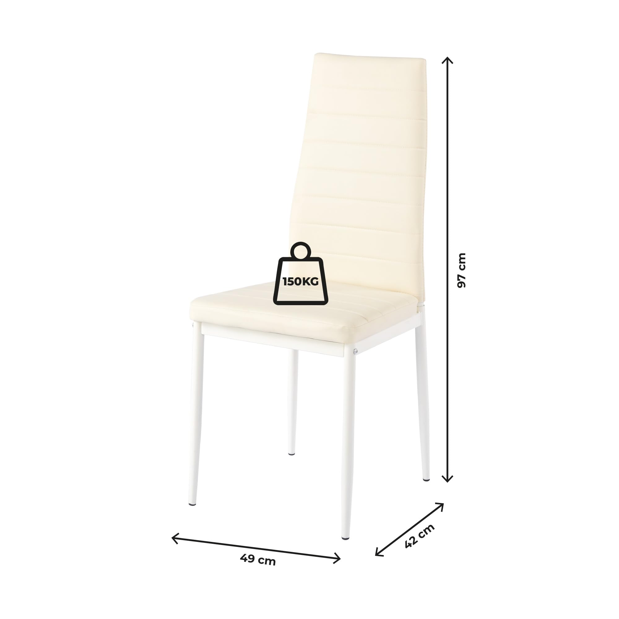 IlGruppone Set Sedie da Pranzo 4 o 6 Pezzi, Sedie Moderne Imbottite per Cucina Soggiorno Sala da Pranzo, Facile Montaggio con Gambe Robuste, Rivestimento in Pelle Sintetica - Beige - 4 Pezzi
