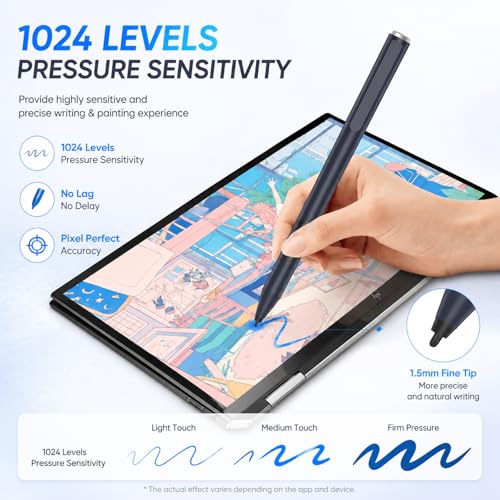 Image of Stylus Active Pen For Hp Pavilion X360 11M-Ad0 14M-Ba013Dx 14-Cd0 15-Br0,X2 10-K0Xx; Hp Envy X360 15-Bp0 15M-Bp1,360 15M-Bp012Dx,X2 13-J0Xx 15-C0Xx; Hp Spectre X360 13-Ac0Xx (Black)-Laptop | Active Stylus Pen with Smooth Writing, MPP 1.51 Tilt Pen with Pressure Sensitivity & Palm Rejection for Drawing, Note-Taking