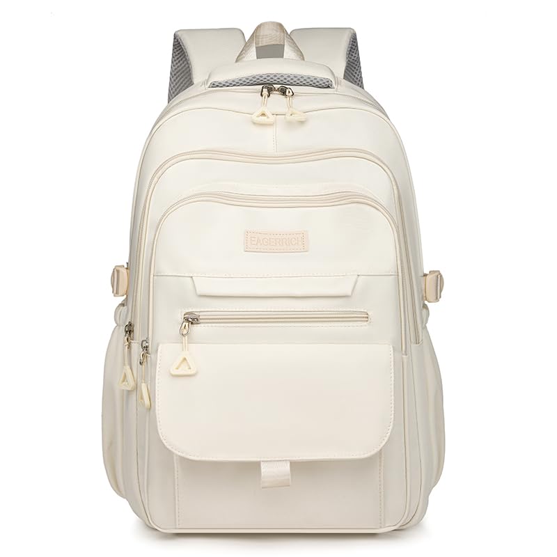 Eagerrich Mochila escolar bonita estética para estudantes, crianças, adolescentes, meninas, mochilas para livros de grande capacidade, mochila universitária, Branco, Medium