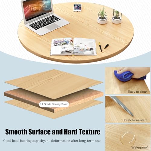 SUZEPER Round Kitchen Dining Table Set for 4, Space Saving Table and Chairs Set with Thick Tabletop 4 Upholstered Chairs, Dinning Room Modern Casual Coffee Table Set(D 31.5inch/80cm, CoffeeA)