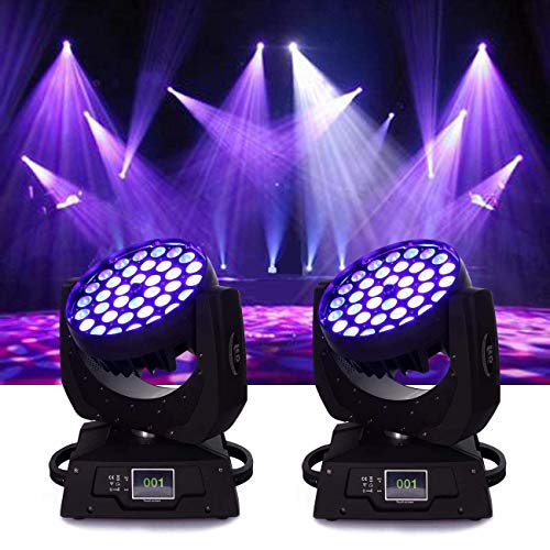 Ridgeyard 36x10W RGBW (4 in 1) LED Moving Head Beam Stage Light Spotlight Lamp Touch Screen 16CH DMX512 Disco DJ Club Wedding Christmas Party (2pcs)