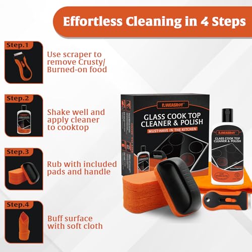 Aweasroy QJJTZ-8PCS Glass Stove Top Cleaner Kit 12 Oz, Cooktop Cleaner And Polish Non-Abrasive No Scratch Removes Tough Stains thumb #6