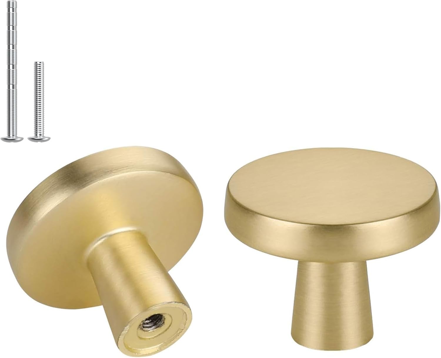 Haliwu 20 Pack Brushed Gold Cabinet Knobs Gold Dresser Drawer Knobs Round Brass Kitchen Cabinet Hardware Zinc Alloy 20 Brushed Gold & Round