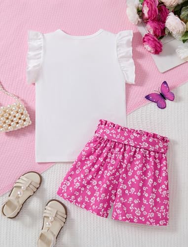 Image of Girls Summer Outfits Cute Sleeveless Top High Waisted Short Sets with Pockets Teen Girl Clothes Size 6-14 T