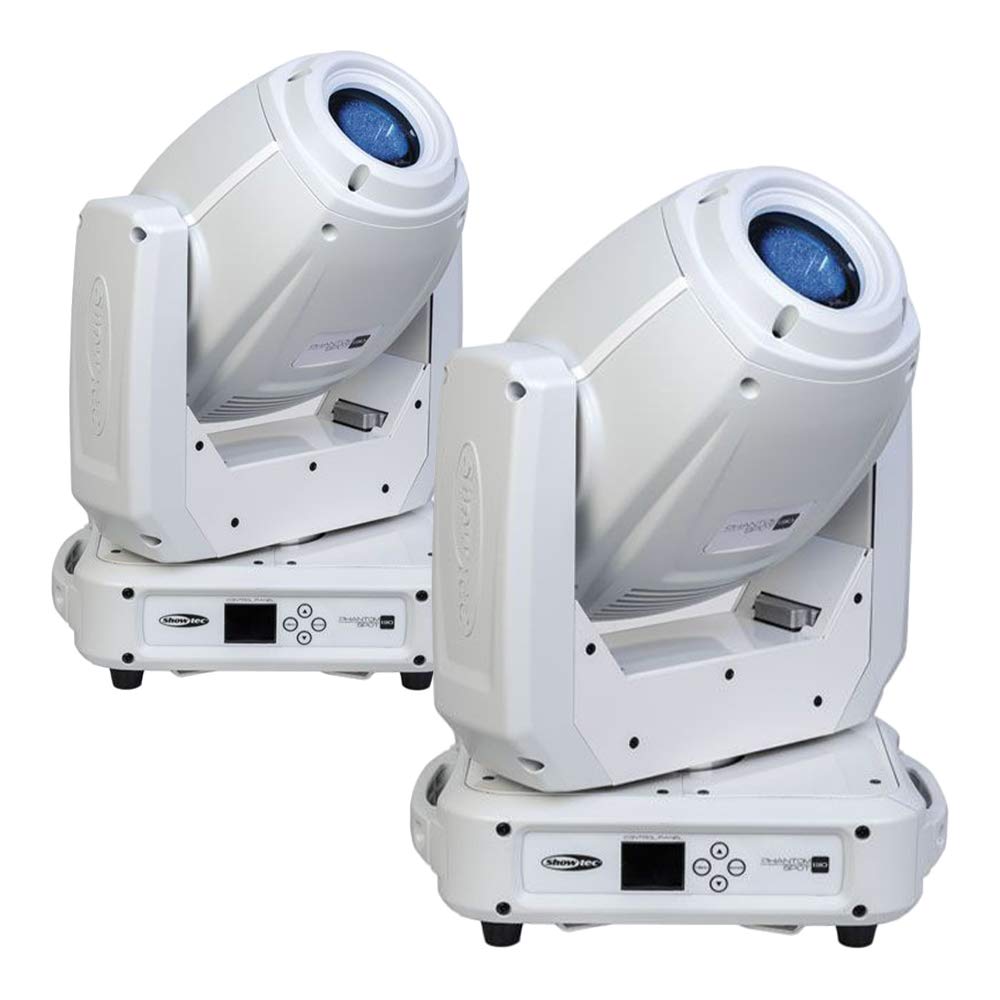 2x Showtec Phantom 130 Spot White 130W LED Moving Head DJ Disco Lighting