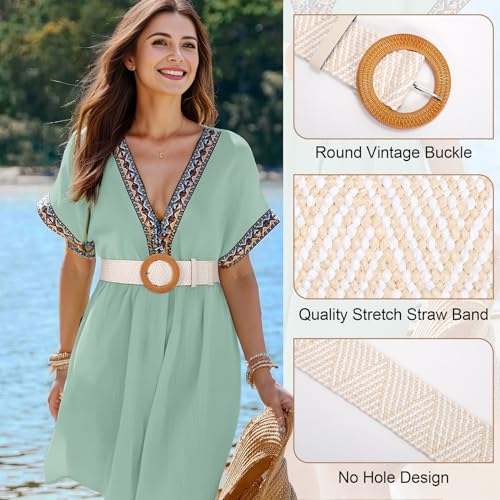 JASGOOD Straw Woven Stretch Belt2