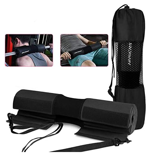 bridawn Barbell Pad for Squats Hip Thrusts UPGRADED Bar Neck Pads Workout Foam Weightlifting Cushion Fits Standard Olympic Bars with a Carry Bag