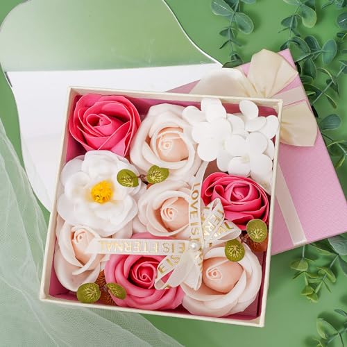 Epicpetal ソープフラワー 母の日 バラの形をしたハンドメイドのフラワーソープ ギフトボックス 誕生日や記念日のプレゼントに最適 ピンク [4]