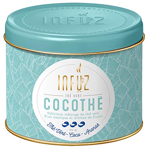 Infuz – Cocothé – Thé en vrac – Une escapade fruitée et ensoleillée – Thé vert, coco & ananas – 80g