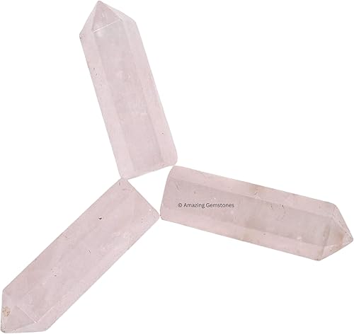 Miniatura 4 de Rose Quartz Crystal Points Bulk Healing Crystals and Stones - Pack of 3 Single Terminated Healing Wand Point Bulk Crystals for Crafts, Crystal Grid,