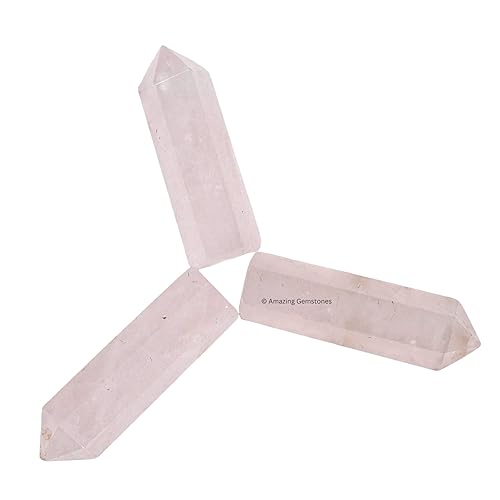 Miniatura 4 de Rose Quartz Crystal Points Bulk Healing Crystals and Stones - Pack of 3 Single Terminated Healing Wand Point Bulk Crystals for Crafts, Crystal Grid,