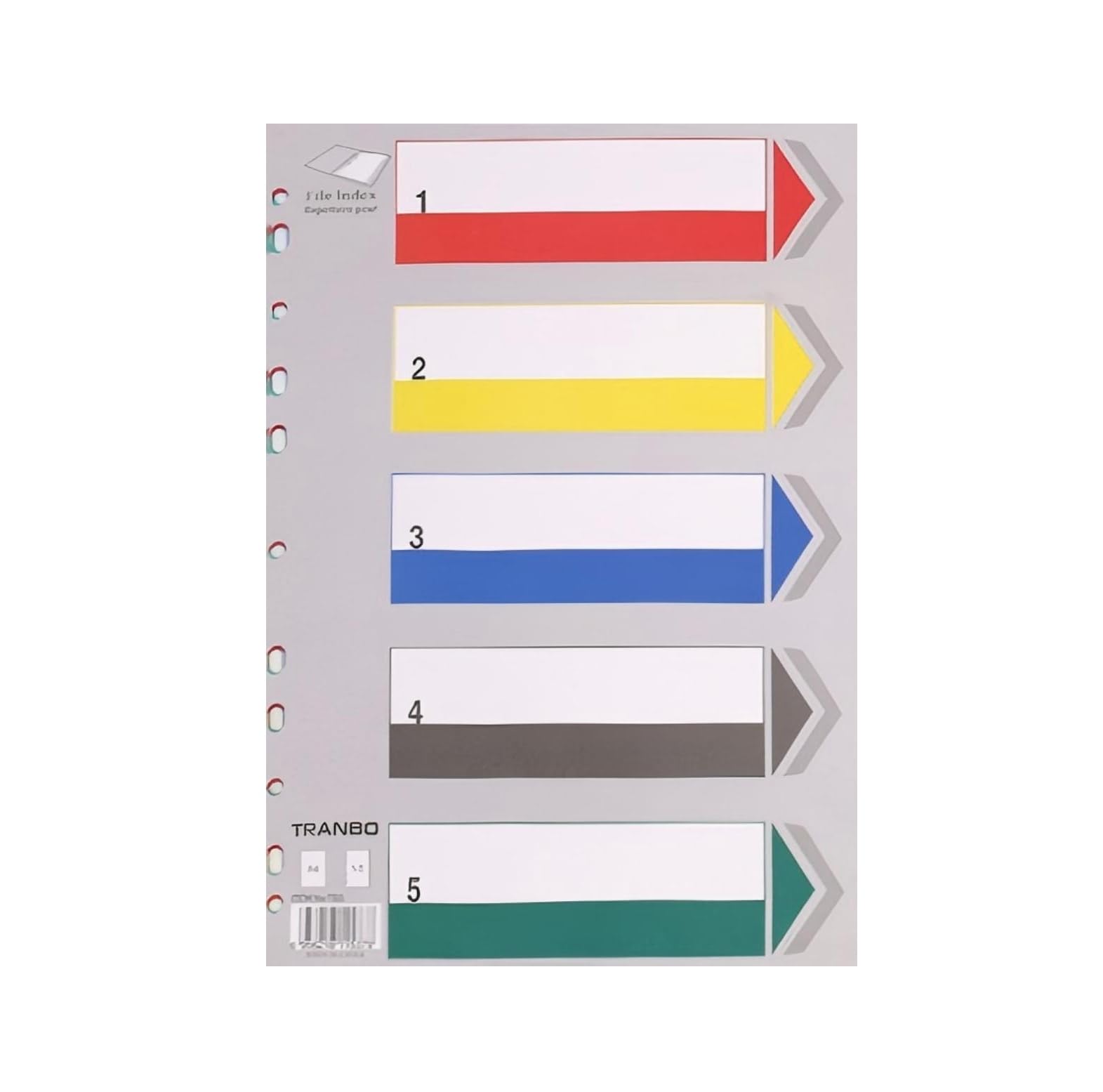 5-Part A4 Binder Dividers with Index Page - Multi-Punched Plastic Subject Tabs for File Separation and Sorting - 4 Pack