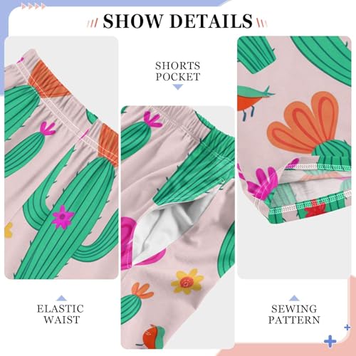 J JOYSAY Cactus Flower Bird Lightpink Pajamas Pants Soft Long Pajama Bottoms Lounge Sleep Pants Size S-XL4