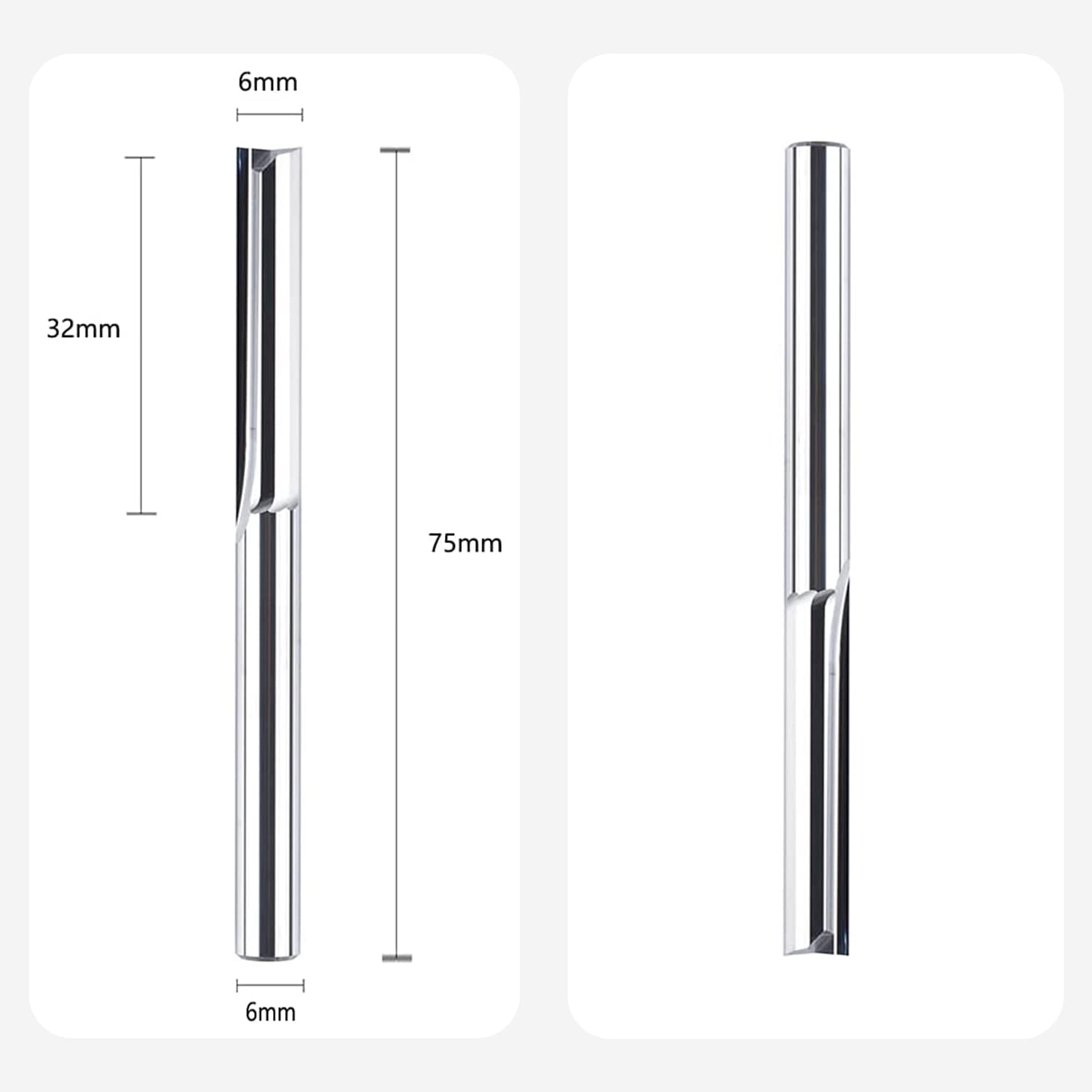 CNC freesbits 1/8 inch schacht CNC Bit End Mill 1/16 snijden dia platte neus hardmetalen eindmolen twee fluiten spiraal upcut frees gereedschapsset voor hout pvc MDF hardhout