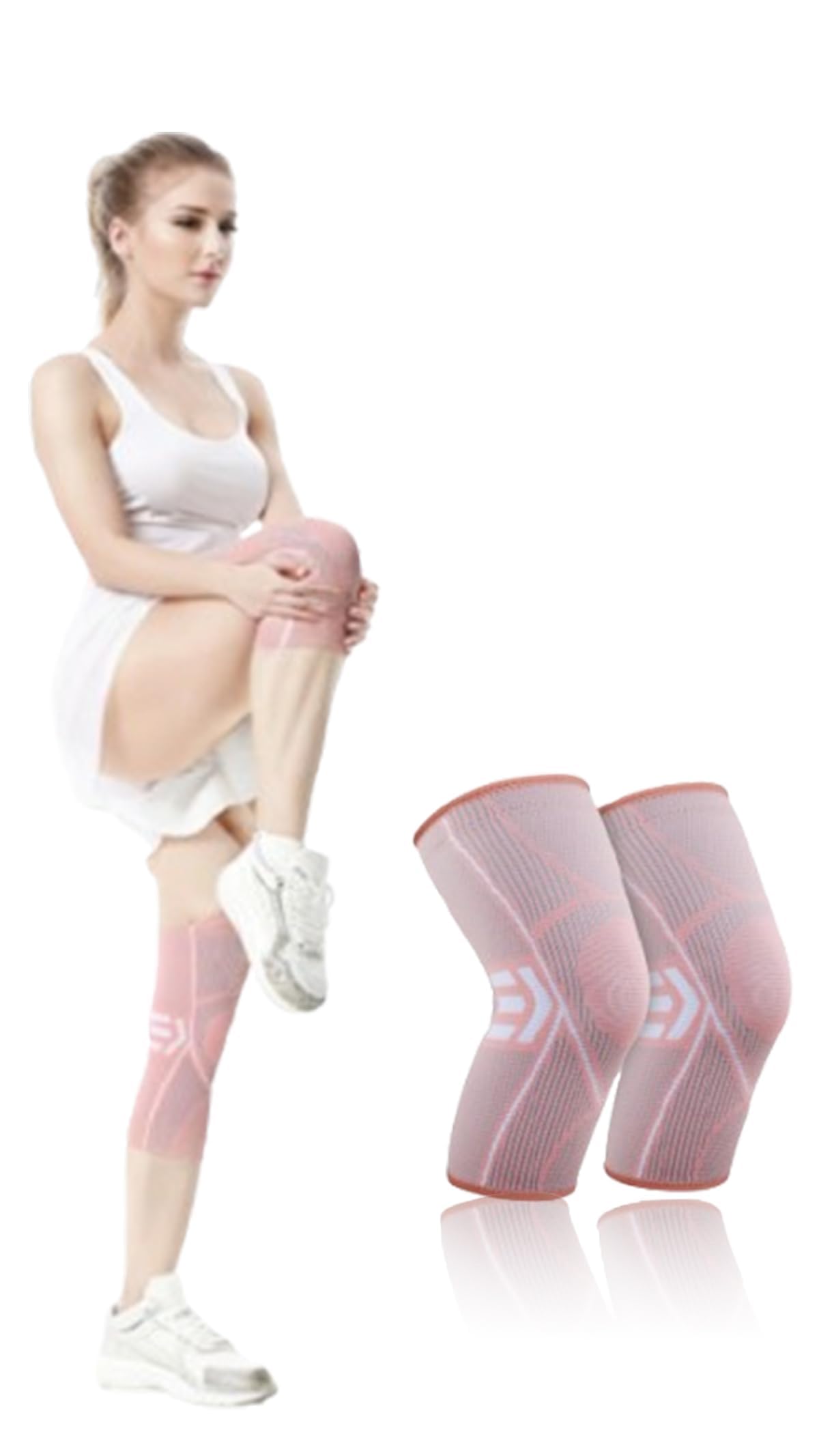 Compression Knee Support Brace 2-Pack for Women - Pain Relief, Arthritis, Meniscus Tear, Injury Recovery - Ideal for Fitness, Running, Sports, Gym, and Hiking