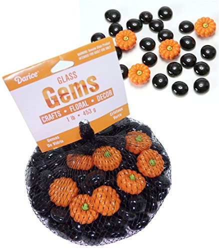 Darice Halloween Pumpkin and Black Glass Gems Vase Filler Assortment - 16 oz.
