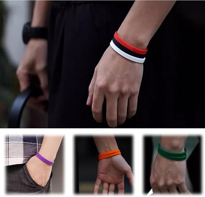 20Pcs Pink Silicone Wristbands,Elastic rubber Bracelets,Silicone Bracelets,Sports Rubber Bracelets for Events - Image 3